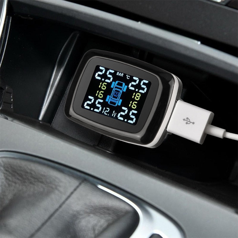 Système de Surveillance de la Pression des Pneus avec Port USB Allume-Cigare et Alarme Sécurité Auto