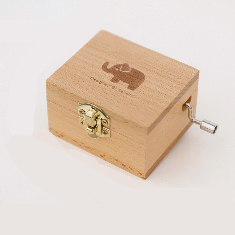 Boîte à musique en bois à manivelle cadeau étudiant décoration