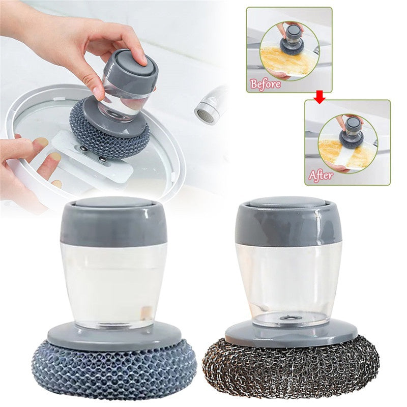 Brosse à Main avec Distribution de Savon pour Cuisine - Outil Nettoyant Poussoir 80 caractères