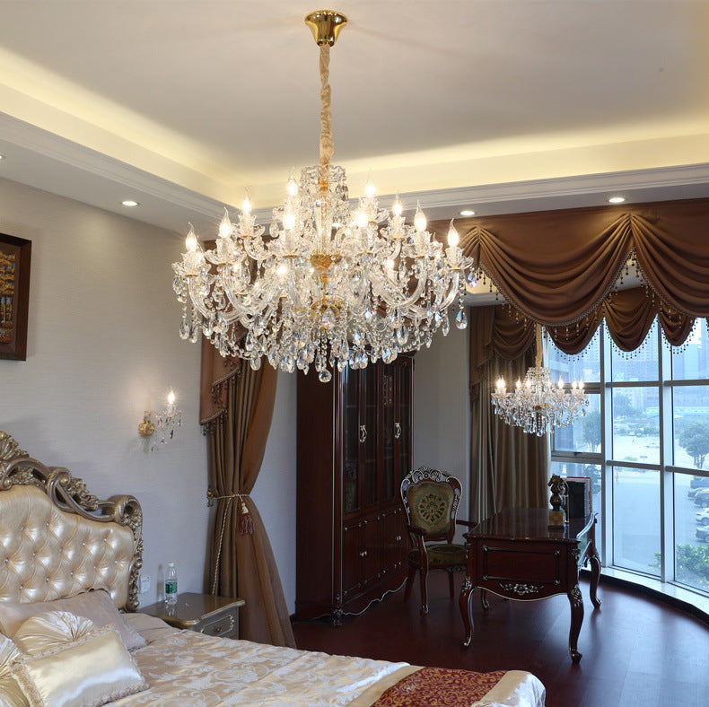 Lustre de Luxe en Cristal Élégant pour Salon, Hauteur Réglable 0,6 m, LED