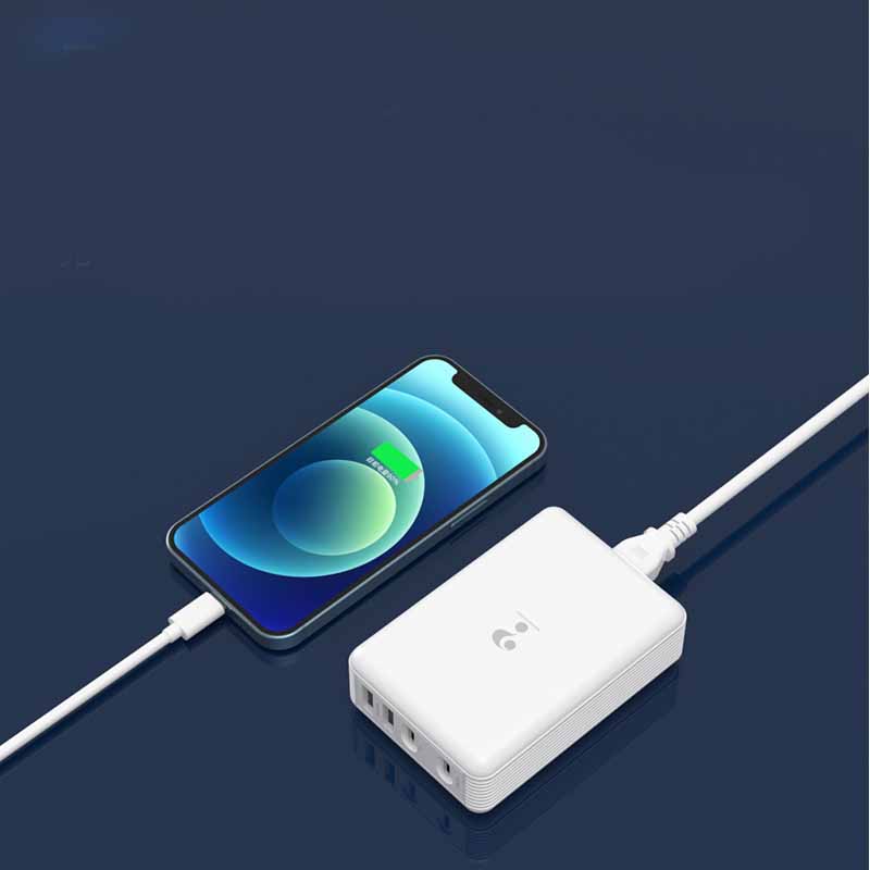 Chargeur de téléphone mobile domestique à charge rapide 100W USB blanc PC ABS