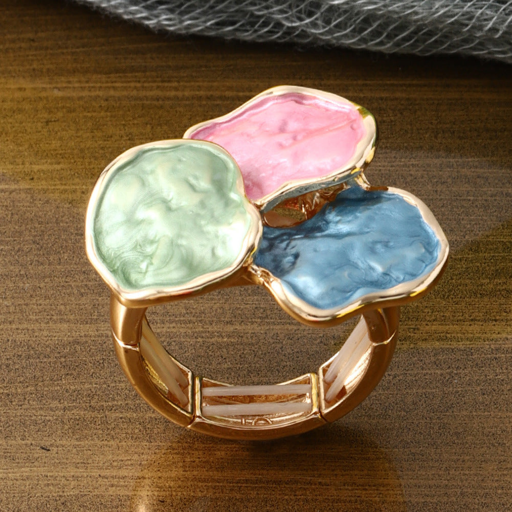 Alloy Geometric Irregular Square Light Luxury Design Ring
