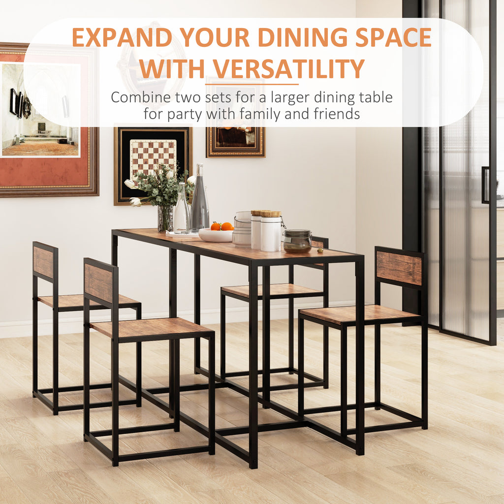 3-Piece Industrial Dining Table Set for 2, Kitchen Table and Chairs, Dining Room Sets for Small Spaces, Rustic Brown