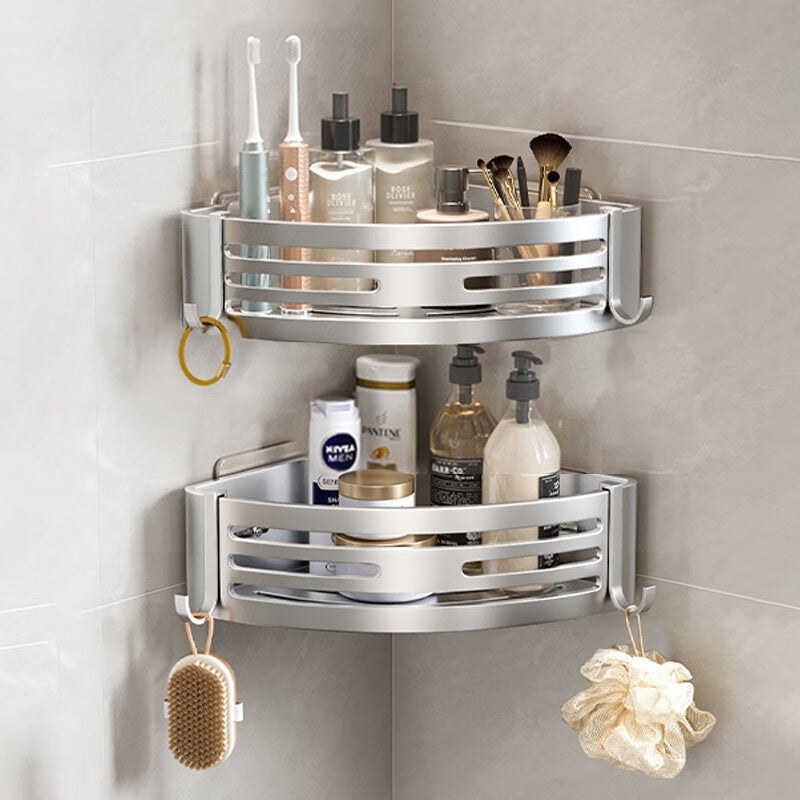 Étagère de Rangement d'Angle Surélevée Portable pour Salle de Bain en Aluminium