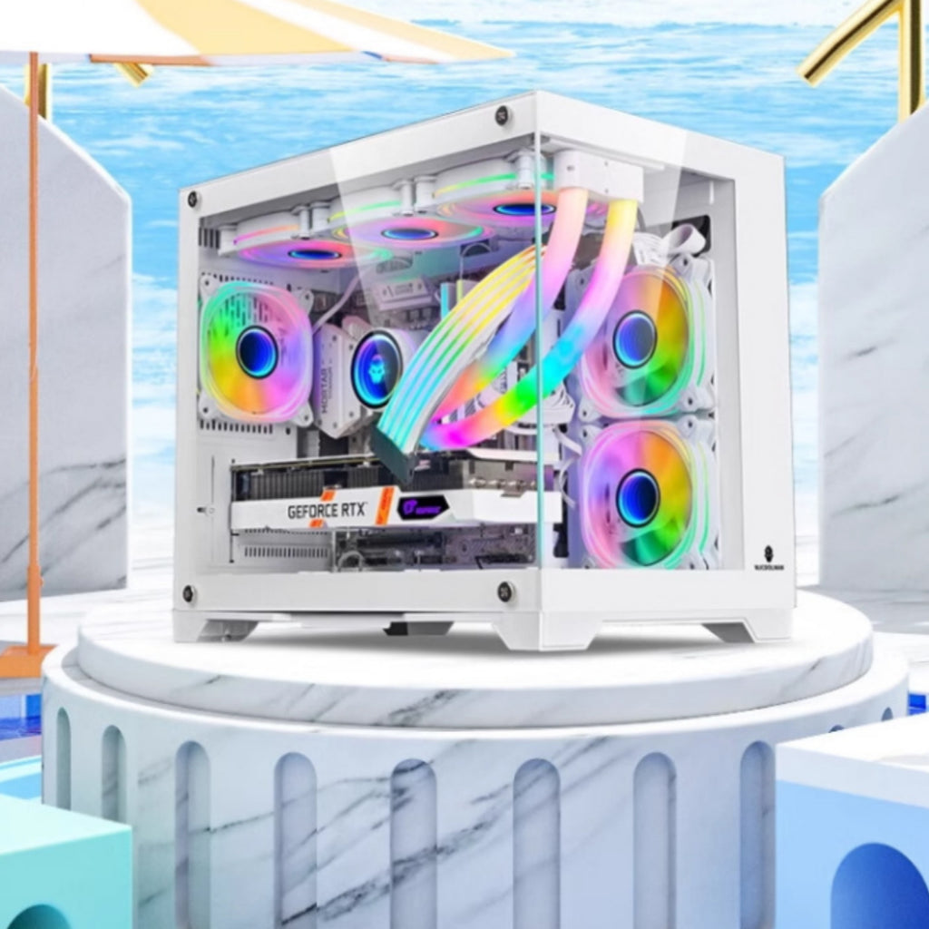 Boîtier Ordinateur de Bureau à Verre Panoramique 360 avec Refroidissement Liquide