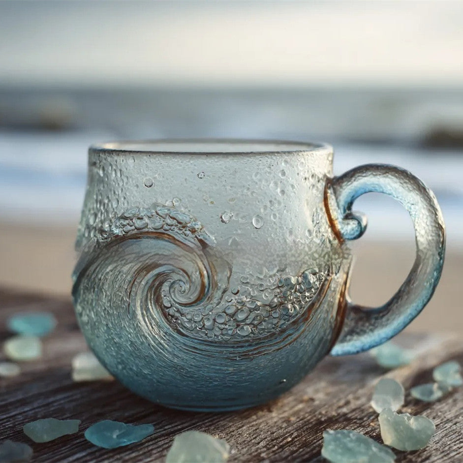 Creative Retro Home Ocean Wave Glass Cup