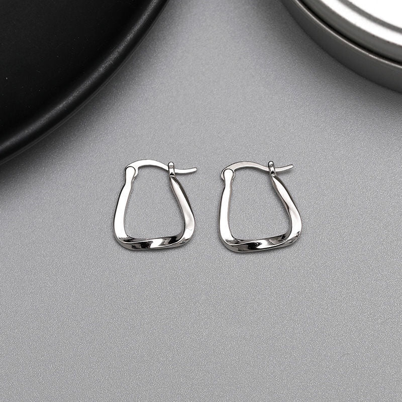 Boucles d'oreilles créoles carrées torsadées en argent 999, style moderne tendance, cadeau idéal anniversaire & remise de diplôme