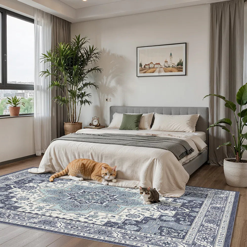 Tapis de porte bohème vintage aquarelle - Tapis doux antidérapant, résistant aux taches, lavable pour l'entrée, la cuisine, le salon, la buanderie et la salle de bain, décoration de sol absorbante 60x84 pouces