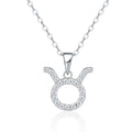 Collier Taureau en Argent 925 Sterling pour Femmes avec Moissanite VVS1 D, Poids 3,4g, Plaqué Platine, Bijou Astrologique avec Certificat GRA
