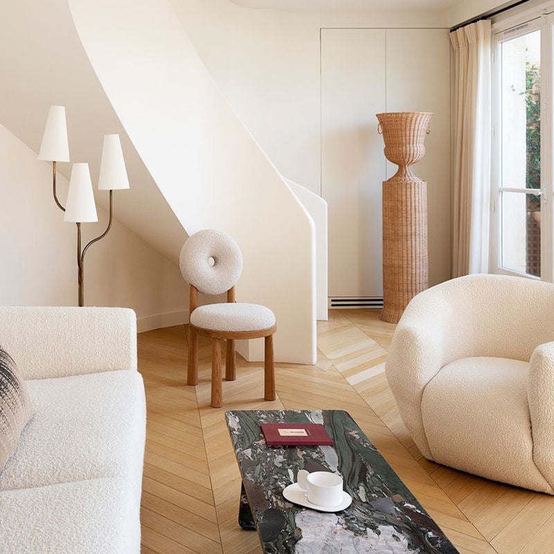 Fauteuil en Polaire Berbère pour Salle à Manger, Design Nordique, Fauteuil à Accoudoirs, Chaise de Bureau et de Maquillage