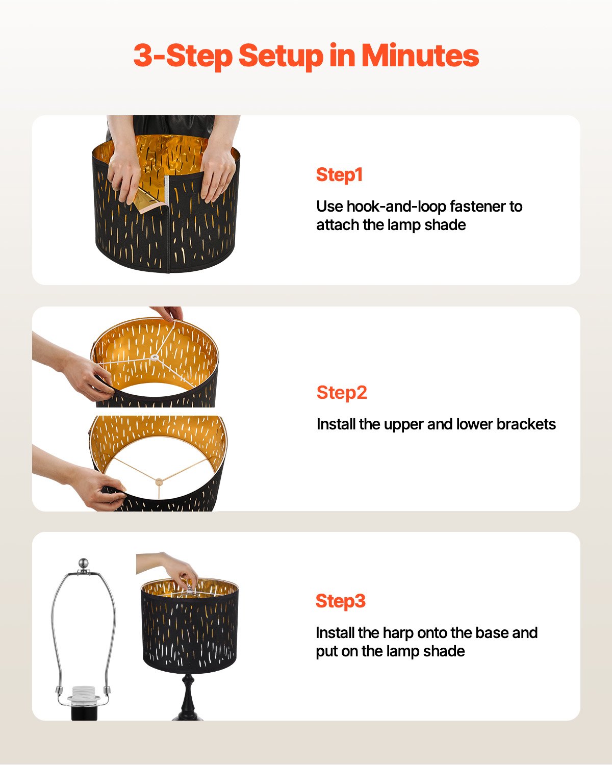 Abat-jour Tambour Ensemble 2 Pièces, 13 po en haut x 13 po en bas x 10 po de haut, tambour moyen avec harpe, abat-jour de remplacement pour lampes de table, lampes sur pied ou suspensions, noir avec design creux