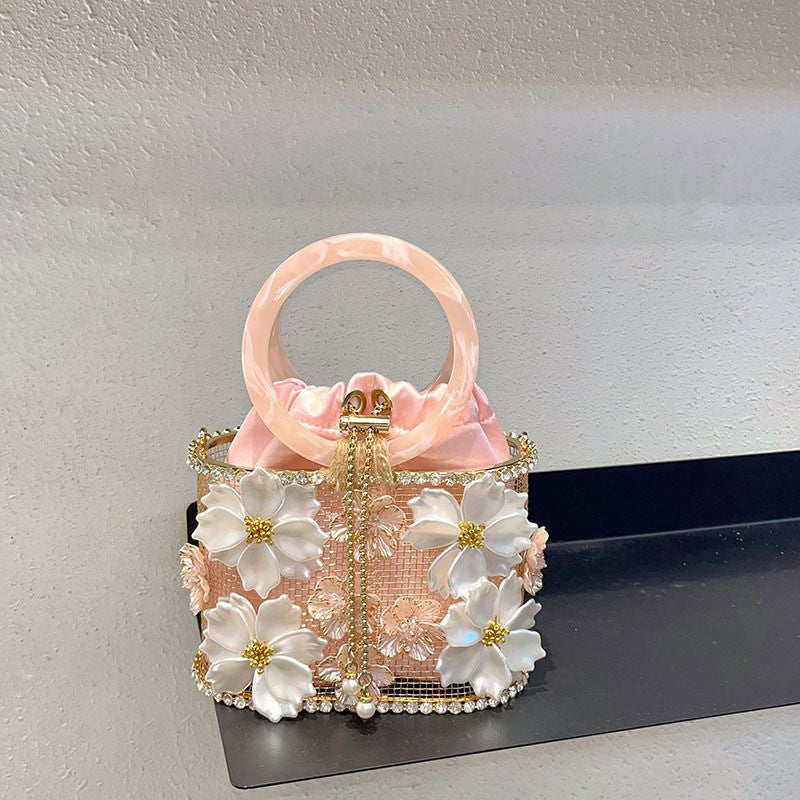 Sac seau rétro tournesol cage à oiseaux fait main élégance vintage chic