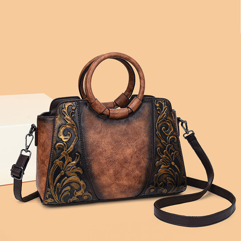 Sac à épaule femme de style ethnique, grande capacité, forme carrée horizontale
