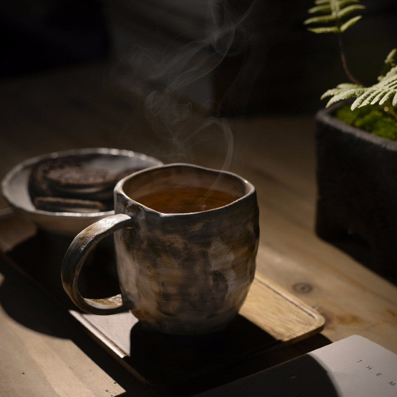 Tasse en grès tendance, tasse en céramique japonaise, tasse rétro, tasse à eau simple