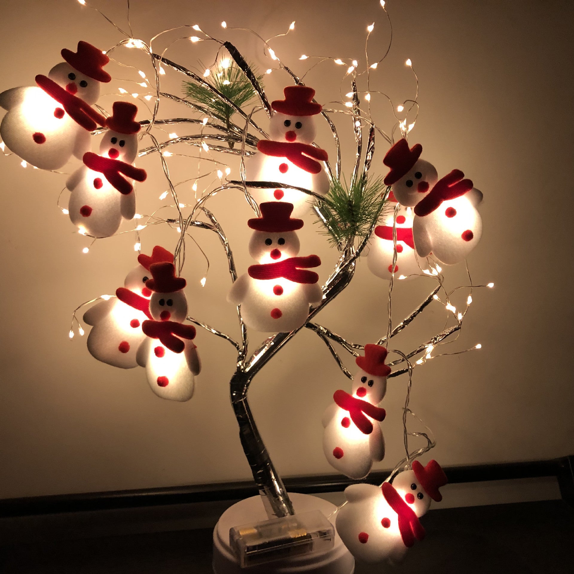 Guirlande lumineuse à LED bonhomme de neige Noël décoration pour maison Fête