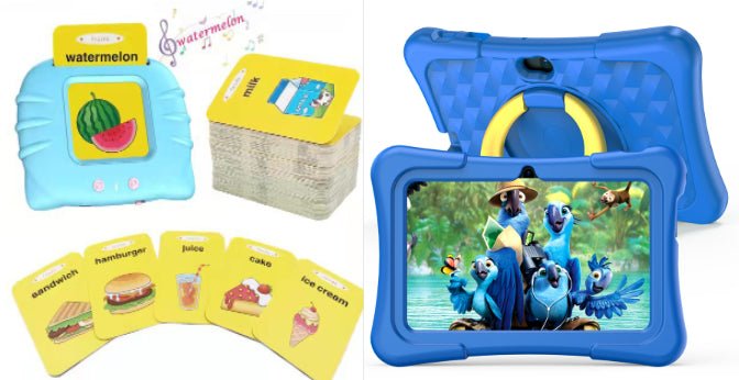 7-inch Children Education Flat With Protective Silicone Cover 360-degree Rotation Handle Bracket - IVOIRART.COM