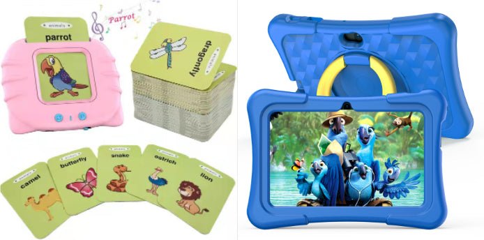7-inch Children Education Flat With Protective Silicone Cover 360-degree Rotation Handle Bracket - IVOIRART.COM