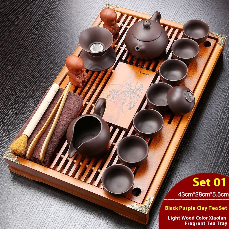 Plateau de salon chinois avec drainage et réservoir d'eau — Plateforme à thé — Service à thé