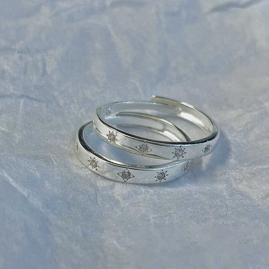 Bague Ouverte Étoile Martelée en Argent Sterling 999, Style Minimaliste et Audacieux, Parfaite Quotidien, Rendez-vous et Cadeau de Saint-Valentin