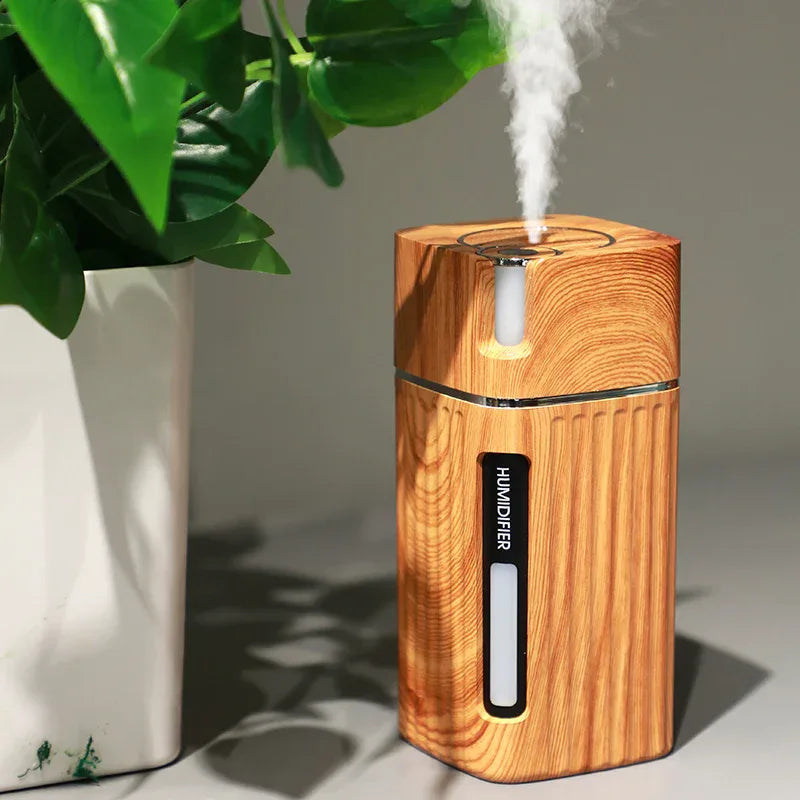 Humidificateur Électrique Diffuseur d'Huiles Essentielles Ultrasonique en Bois avec Lumière LED - IVOIRART.COM