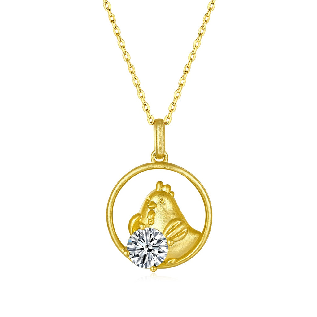 Collier en argent sterling S925 plaqué or avec moissanite 1ct D Couleur VVS1, signe astrologique Coq, poids 4,2 g, cadeau Benmingnian certifié GRA, boîte cadeau