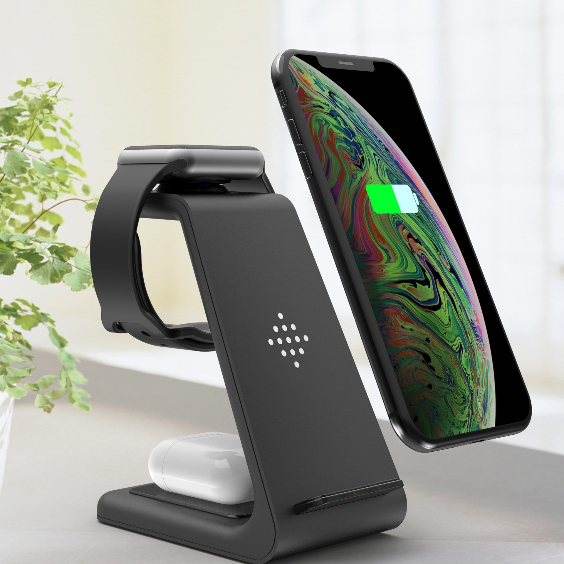 Station de Charge Rapide 3-en-1 avec Support sans Fil pour Téléphone