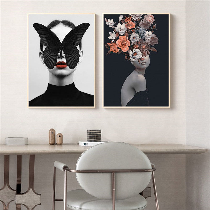 Peinture décorative moderne pour salon, art abstrait floral sur toile, affiche