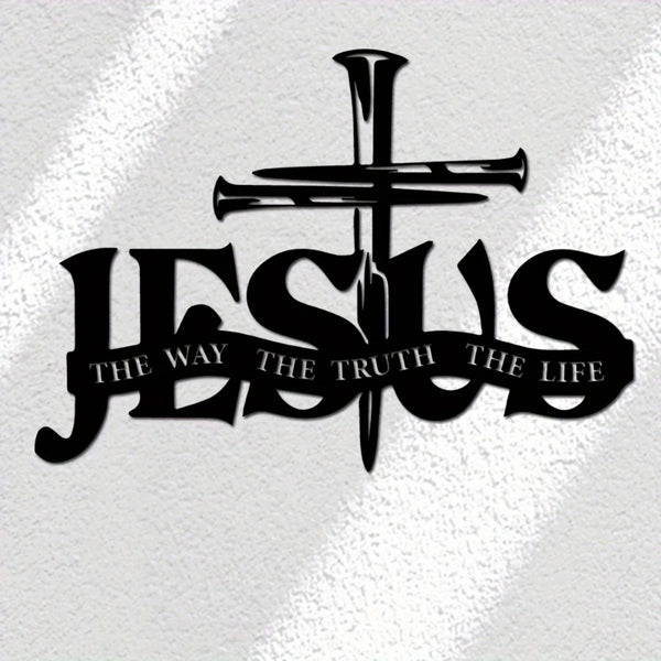 CIFbuy Croix de Jésus en Aluminium Écriture Décoration Murale Chrétienne Cadeau pour la Maison