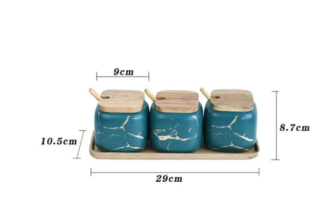 Ensemble de bocaux en marbre doré au design nordique