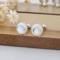 Paire de Boucles d'Oreilles en Argent Sterling 999 avec Pierre de Lune, Style Romantique et Délicat, Idéales pour Soirée et Anniversaire