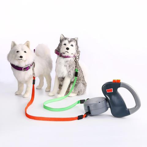 Laisse Rétractable Double pour Promenade de Chiens, Contrôle Automatique