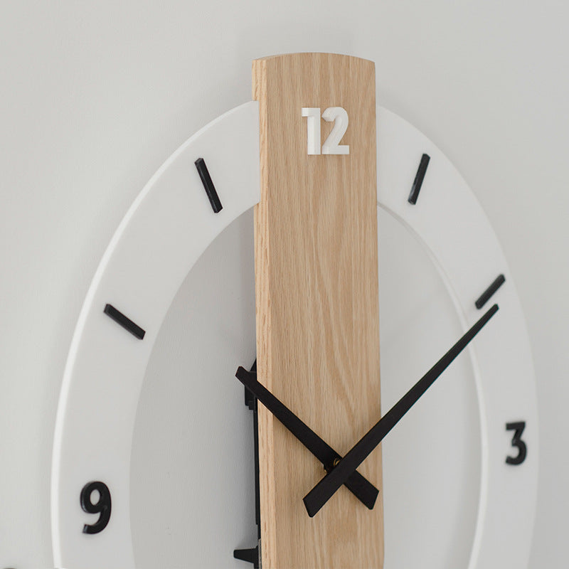 Horloge Murale Simple Nordique Moderne en Bois Massif Muette