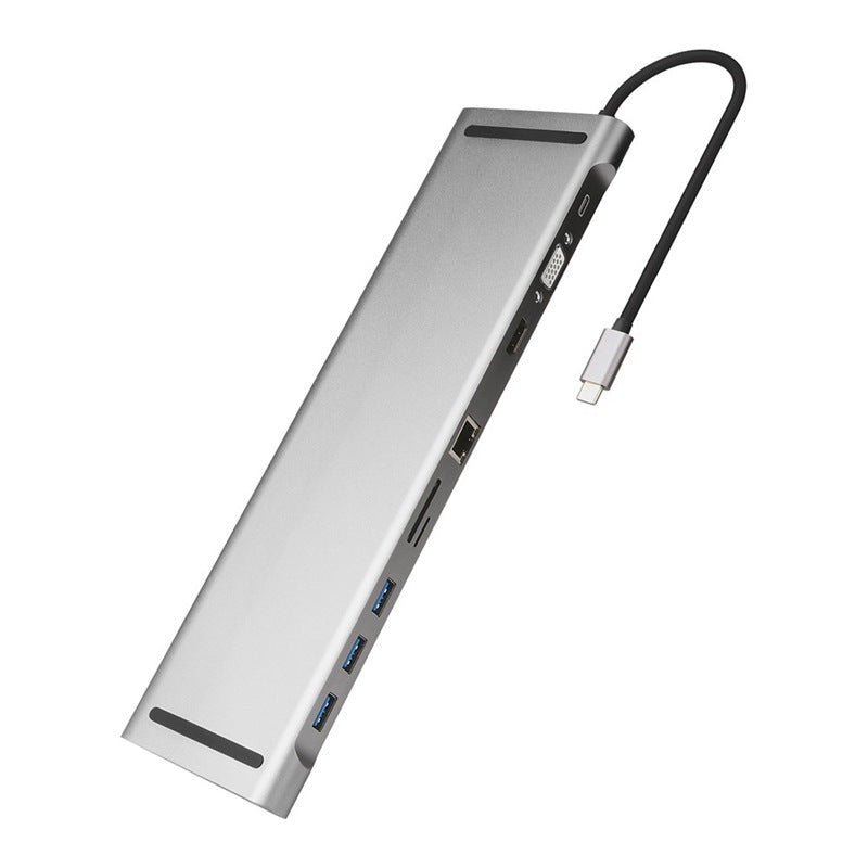 Station d'accueil multifonction et support de refroidissement avec 10 ports HDMI et VGA et convertisseur réseau