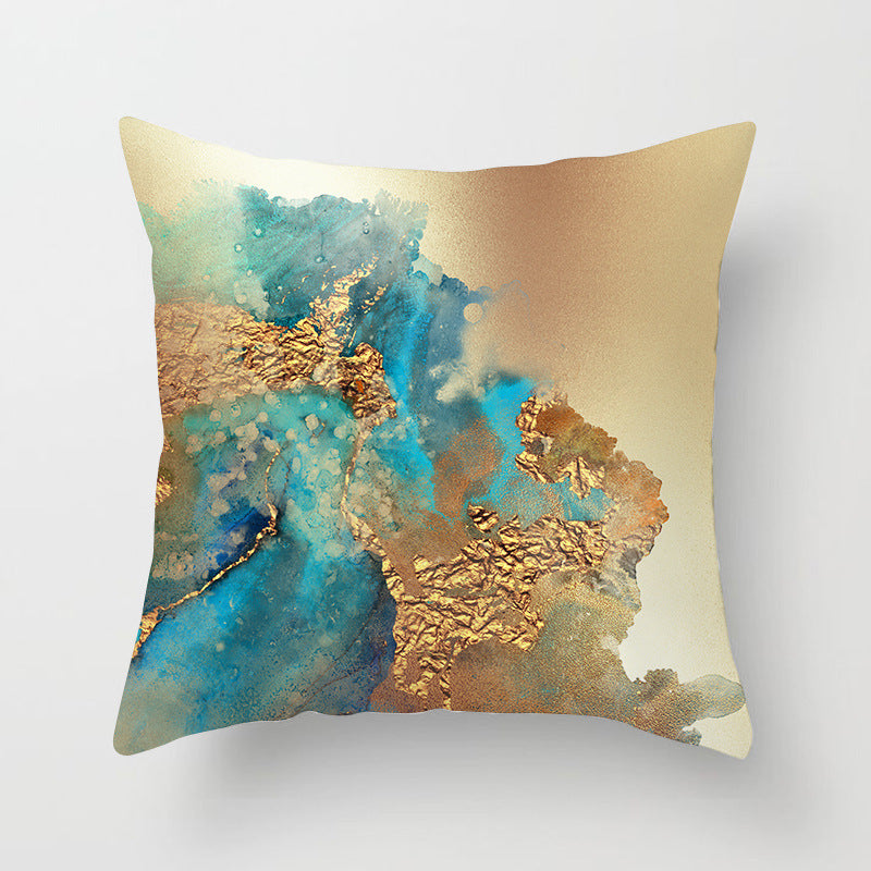Housse de coussin en texture impression aquarelle dorée nordique