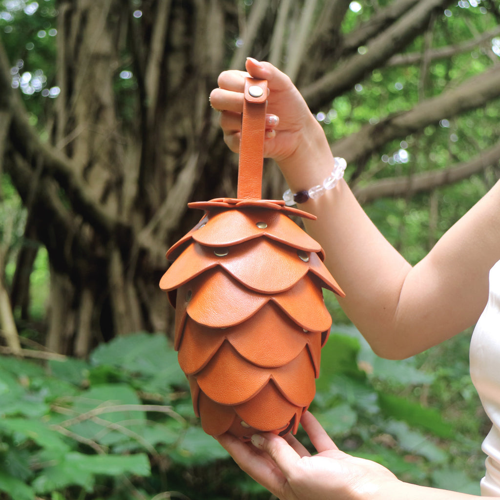 Sac à main pour femme en forme de pomme de pin, sac d'épaule décontracté marron