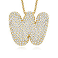 Collier Initial en Lettres Bulle Plaqué Or S925 17,7g pour Femme, Pendentif Moissanite D Couleur VVS1 avec Certificat GRA, Coffret Cadeau Bijoux Massifs A-Z