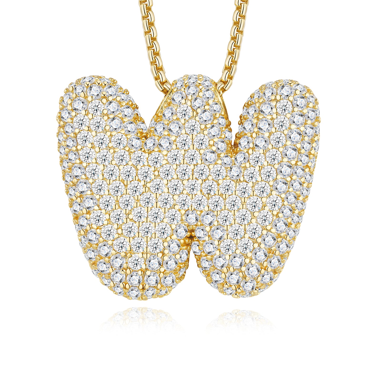 Collier Initial en Lettres Bulle Plaqué Or S925 17,7g pour Femme, Pendentif Moissanite D Couleur VVS1 avec Certificat GRA, Coffret Cadeau Bijoux Massifs A-Z