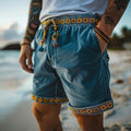 Shorts Décontractés à Motifs Vintage de Style Street Art pour Vacances
