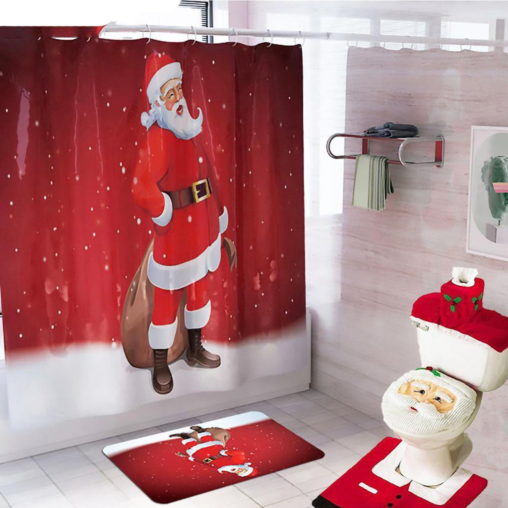 Rideau de Douche Noël Père Noël et Décorations de Toilette pour Salle de Bain