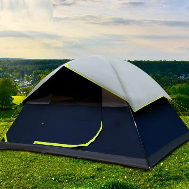 Tente noire 4 personnes avec revêtement obscurcissant pour camping en famille et randonnée