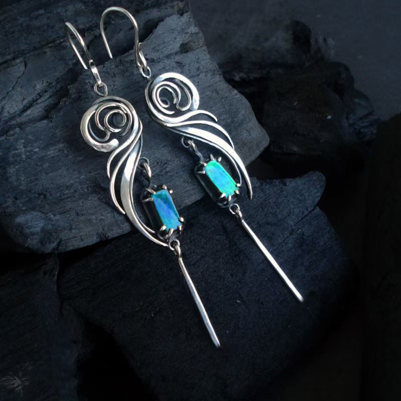 Boucles d'oreilles longues à pampilles pour femme avec zircone carrée géométrique incrustée