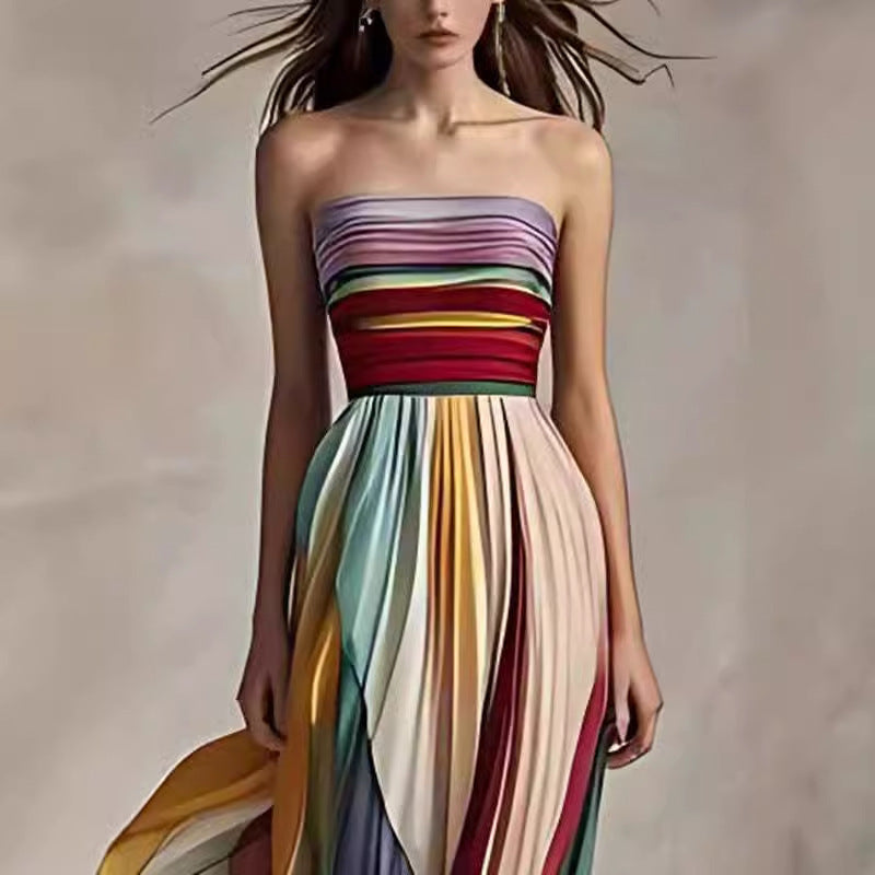 Robe longue portefeuille tubulaire sexy sans dos imprimée pour femme