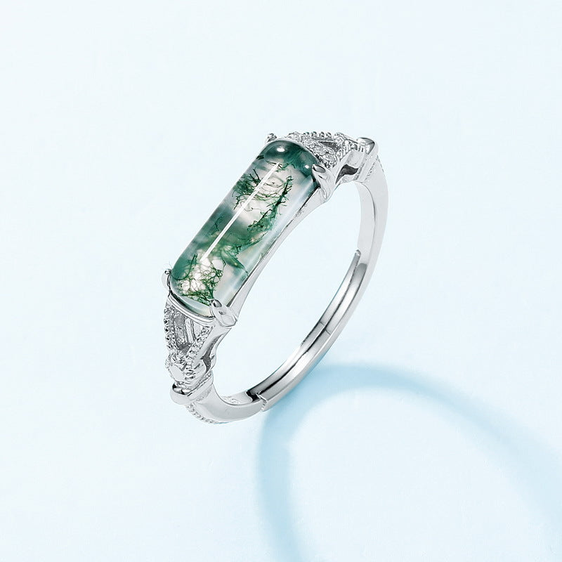 Bague Mode Opale Irisée En Argent Sterling 925 Ajustable Pour Femme Élégante