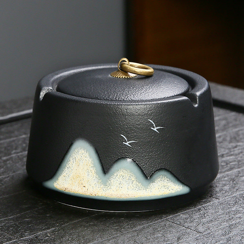 Cendrier en céramique Yuanshan de style japonais pour maison, salon et bureau