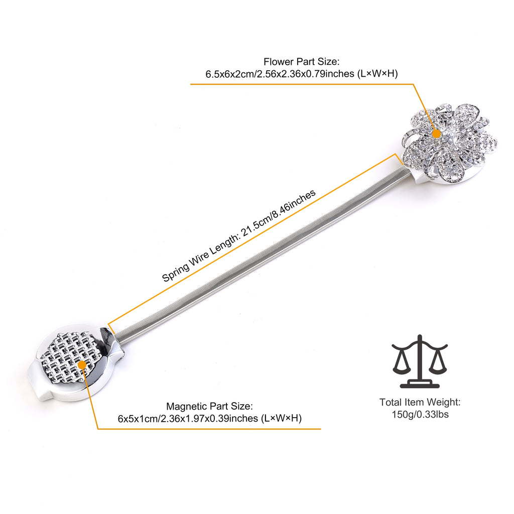 2 lots d'embrasses magnétiques pour rideaux extensibles – Porte-draps décoratif floral pour fenêtre (salon restaurant appartement)