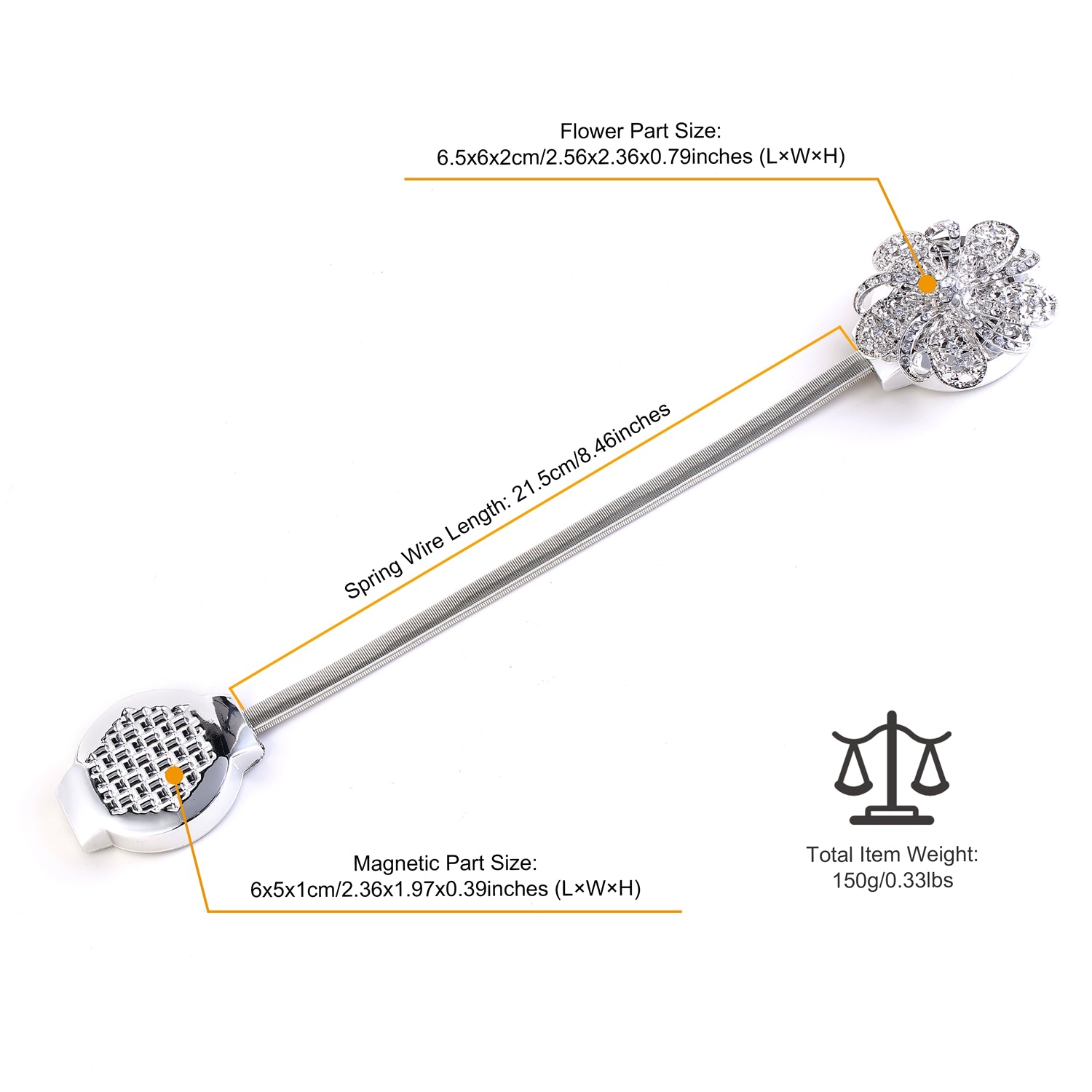 2 lots d'embrasses magnétiques pour rideaux extensibles – Porte-draps décoratif floral pour fenêtre (salon restaurant appartement)