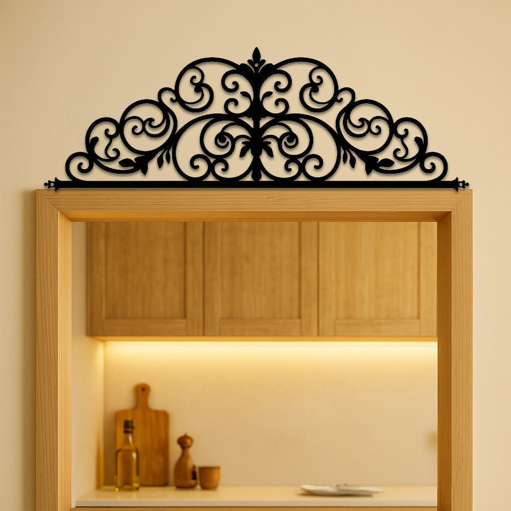 1 pièce Décoration murale Iris Scroll en métal Art Déco, incontournable pour intérieur, 20 pouces