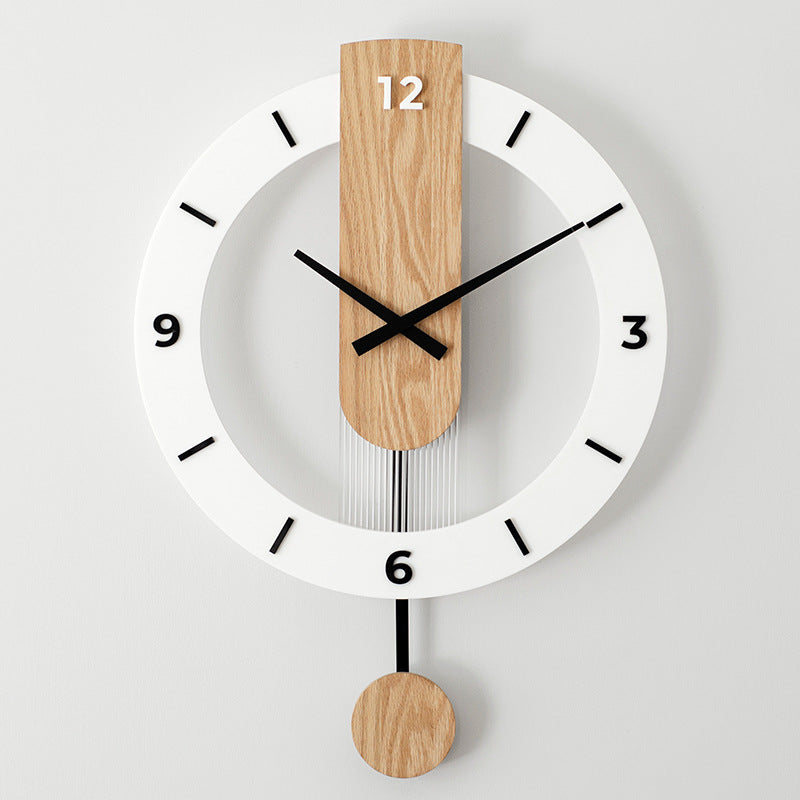 Horloge Murale Simple Nordique Moderne en Bois Massif Muette