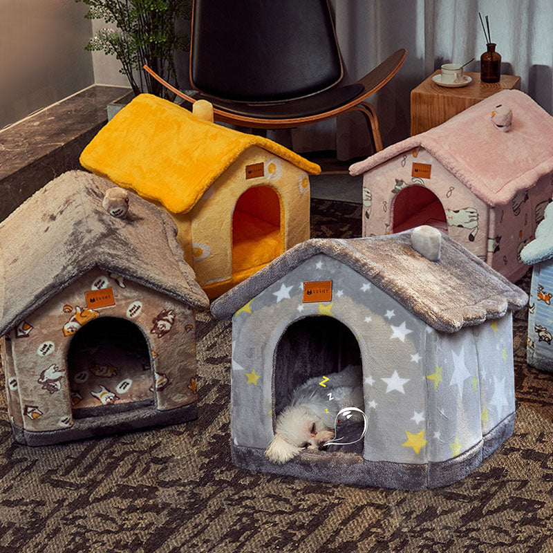 Maison pliable pour chien et chat, nid douillet d’hiver, niche villa chaude