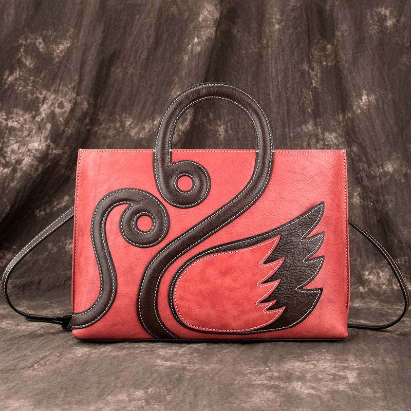 Nouveau Sac Cabas Vintage en Cuir Véritable de Style Rétro Élégant